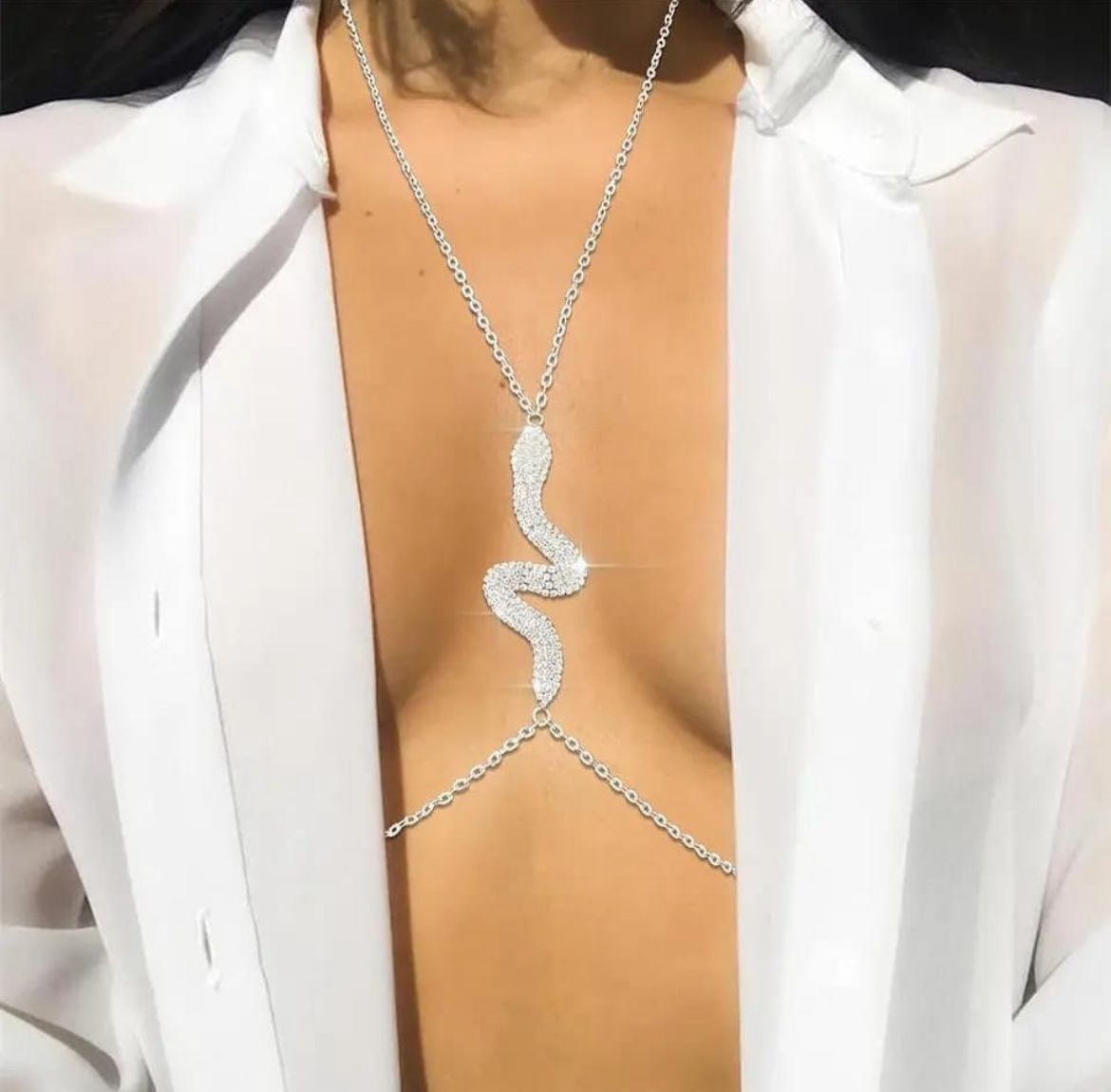 Body Chain Snake: cadena plateada con una serpiente